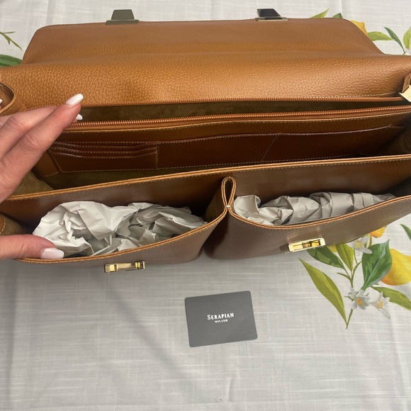 Brand new never used Serapian Milano Slim briefcase. Color Tobaco. - Picture 11 of 15